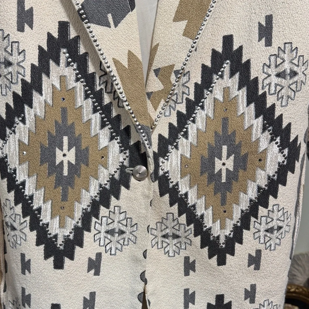 Geometric Pattern Native Aztec Blazer - Picture 3 of 13